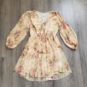 Ted Baker Dress Size 2 (4-6) Yellow Floral Sheer Garden Whimsy Wedding Feminine